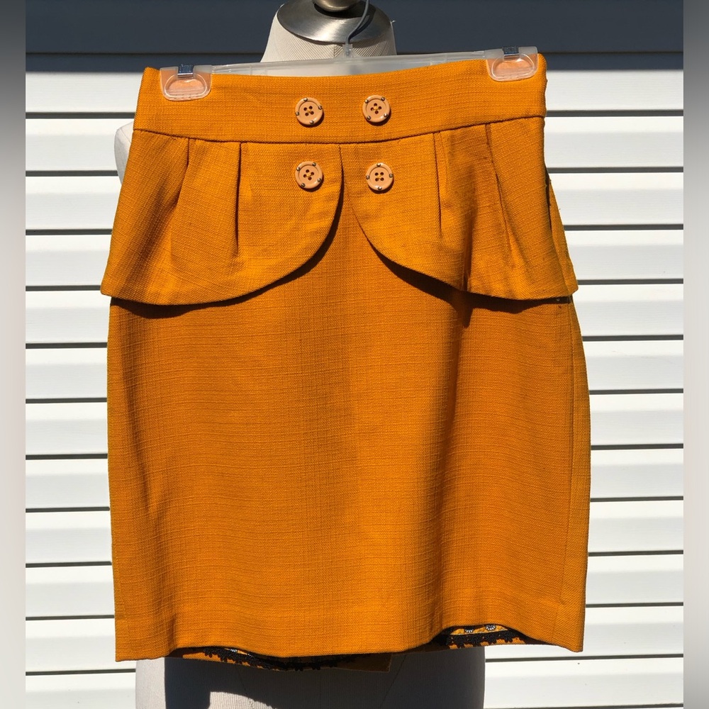 Leifsdottir Golden Yellow/Orange Peplum Skirt Size 2